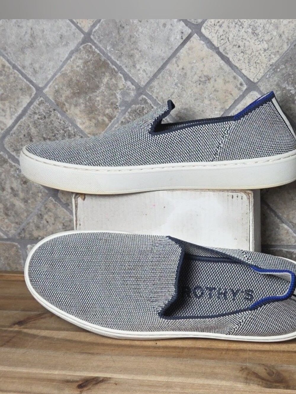Rothy's Coast Slip On Anchor Knit Fabric Casual Low Top Sneakers Women’s US 7 M